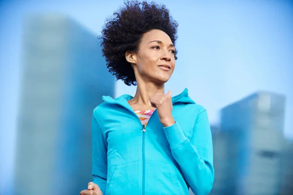 Keeping Her Own Pace Young Woman Jogging City — Stock Photo, Image