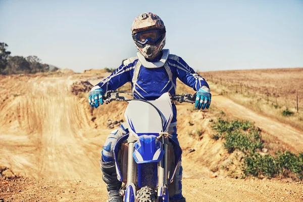 Ver Esa Pista Detrás Que Pertenecía Retrato Motocross Sentado Bicicleta — Foto de Stock
