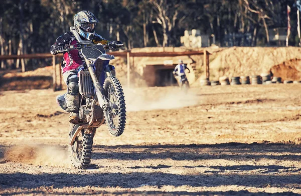 Time Rip Track Motocross Rider Showing Little Race — Stock Photo, Image