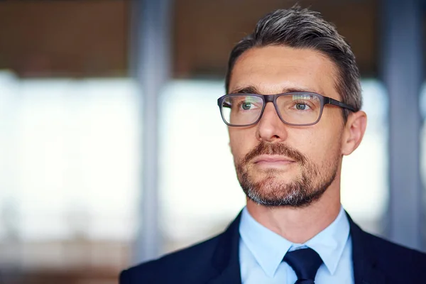 Stock image Hes got big business ventures in his sights. Portrait of a confident businessman in an office