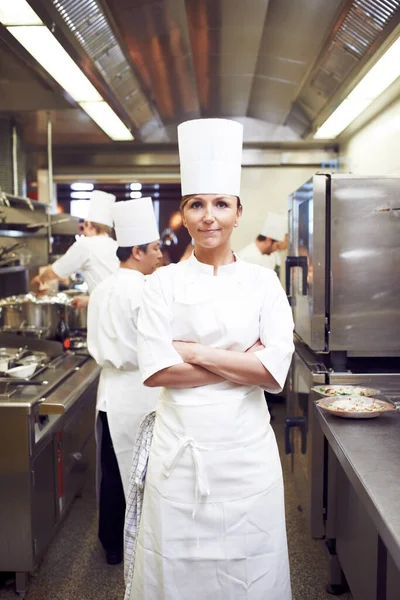 Making Magic Kitchen Portrait Chef Professional Kitchen — Stock Photo, Image