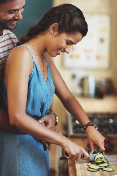 Everything Made Love Our Kitchen Affectionate Young Couple Cooking Together — Stock Photo, Image