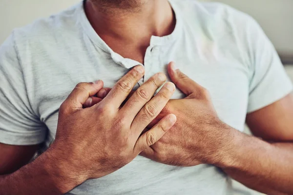 Cuidados Saúde Ataque Cardíaco Homem Com Dor Peito Doença Doença — Fotografia de Stock