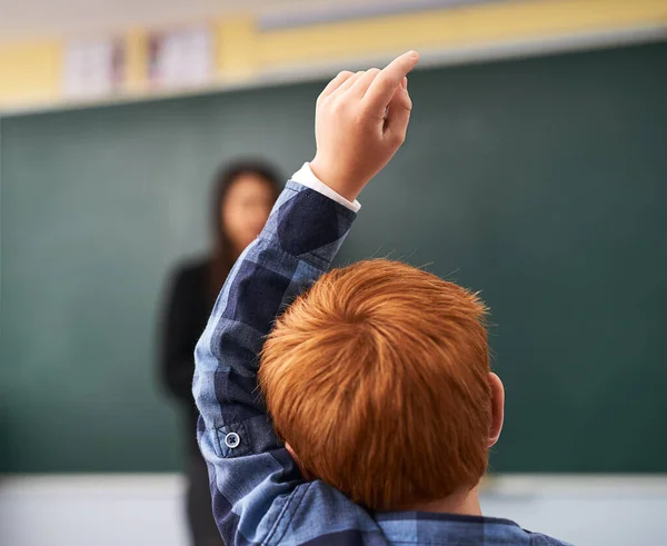 Barn Fråga Och Elev Klassrummet Med Frågor Till Lärare Utbildning — Stockfoto
