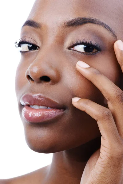 Měkký Dotek Closeup Studio Záběr Krásného Afrického Amerického Modelu Izolované — Stock fotografie