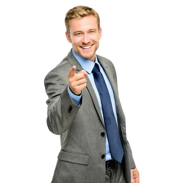 Can Make Happen You Handsome Young Businessman Standing Alone Studio — Stock Photo, Image