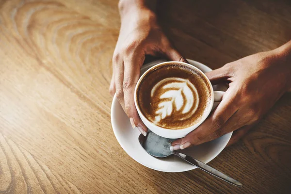 Kávé Egy Csésze Boldogság Amikor Csak Akarod Nagy Látószögű Felvétel — Stock Fotó