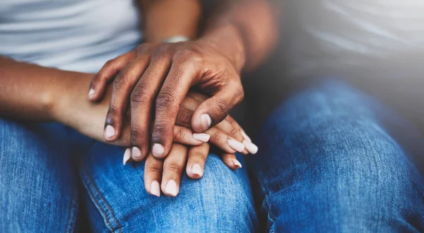 Ondersteuning Eenheid Koppel Hand Hand Voor Liefde Zorg Vertrouwen Tijdens — Stockfoto