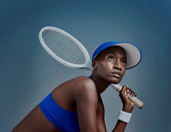 Tenis Oyuncuları Örnek Alabileceğin Kişilerdir Stüdyoda Gri Bir Arka Planda — Stok fotoğraf