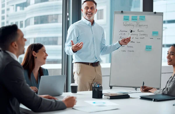 Senior Businessman Happy Leader Training Presentation Business Meeting Sales Marketing — Stockfoto