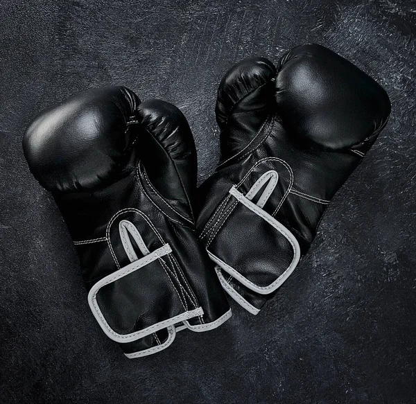 Put Your Hands High Angle Shot Pair Boxing Gloves Placed — Stock Photo, Image