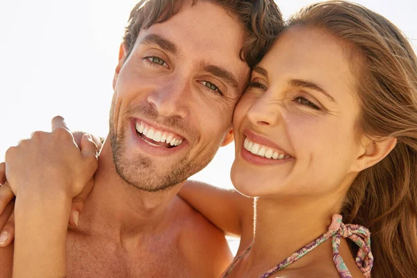 Beach Lovers Portrait Affectionate Young Couple Enjoying Time Beach Royalty Free Stock Photos