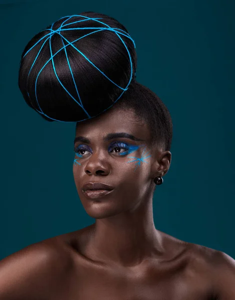 Idee Haarpflege Und Make Mit Einer Schwarzen Model Frau Studio — Stockfoto