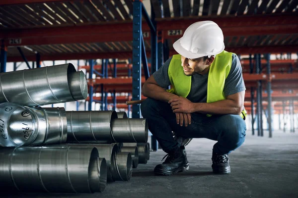 Its Whats Counts Young Man Doing Inspections Construction Site — Stock Photo, Image