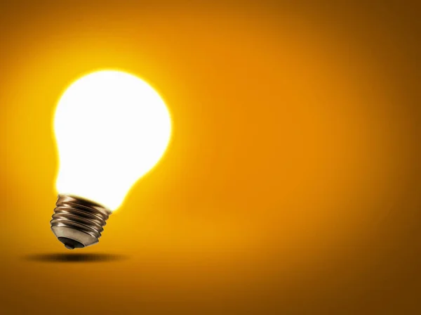 Energie Inspiration Und Glühbirne Mit Glanz Innovation Und Wissenschaft Vor — Stockfoto