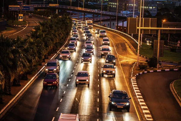 Traffic Jam Highway Street Night Driving Transportation Travel Rush Hour — Stock Photo, Image