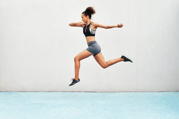 Vrouw Fitness Hardlopen Mockup Oefening Cardiotraining Training Buiten Fit Actieve — Stockfoto