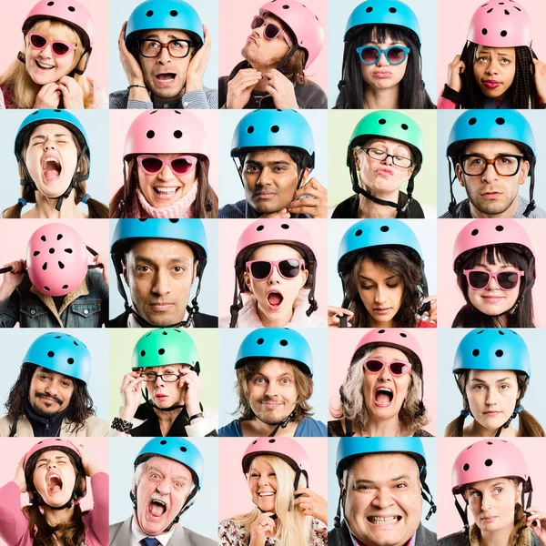 Wyraź Się Kolorowe Ujęcie Zróżnicowanej Grupy Ludzi Stojących Studio Pozujących — Zdjęcie stockowe