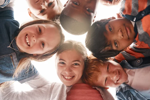 Hello All You Low Angle Shot Group Cheerful Elementary School — Stock Photo, Image