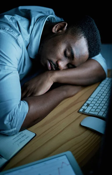 Mesmo Melhor Trabalhador Também Pode Queimar Jovem Empresário Dormindo Sua — Fotografia de Stock