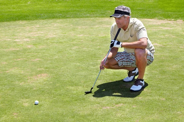 선수와 실외에서 골프를 녹색을 즐기며 여름에는 위에서 오락을 즐기는 놀이를 — 스톡 사진