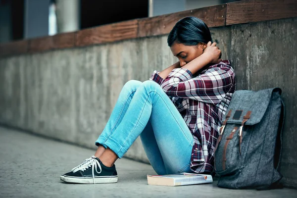 Mahasiswa Kecemasan Dan Wanita Dengan Kelelahan Universitas Dan Depresi Dengan — Stok Foto