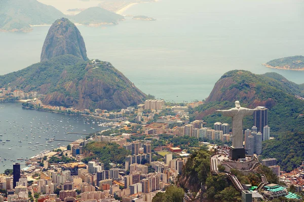Brazília Emlékmű Krisztus Megváltó Városban Hegyen Turizmus Városnézés Úti Cél — Stock Fotó