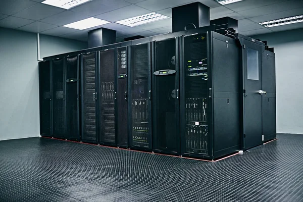 Server Room Empty Hardware Electronics Internet Connection Admin Servers Cyber — Stock Photo, Image