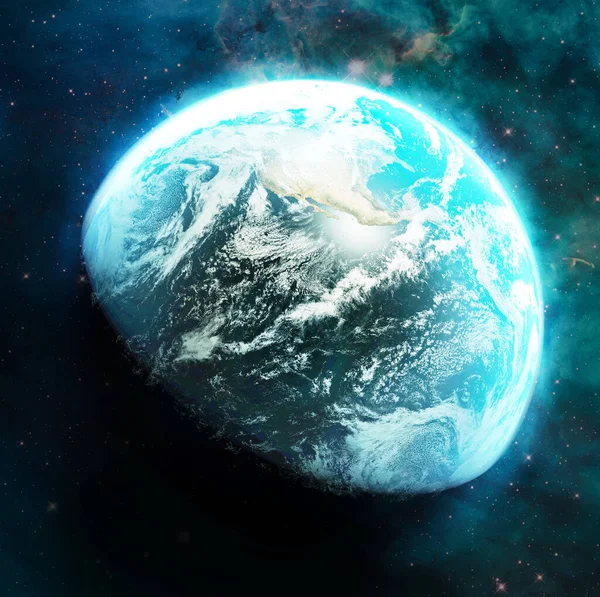 Terra Planeta Mundo Com Brilho Espaço Para Estudo Astronomia Ciência — Fotografia de Stock