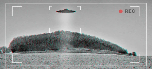 Ovni Alien Viseur Sur Écran Caméra Pour Enregistrer Une Soucoupe — Photo