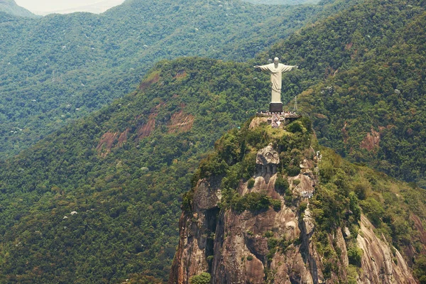 Brazilië Landschap Antenne Van Christus Verlosser Heuvel Voor Toerisme Sightseeing — Stockfoto