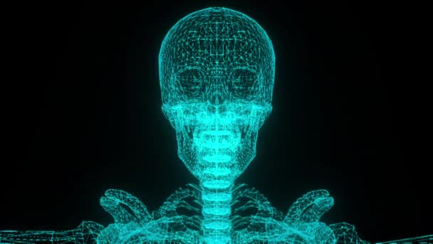 데이터 기술을 골격을 Digital 스캔검은 배경의 해부학 미래적 추상적 — 비디오