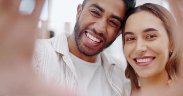 Face Couple Happy Selfie Video Call Profile Picture Social Media — Stock Video