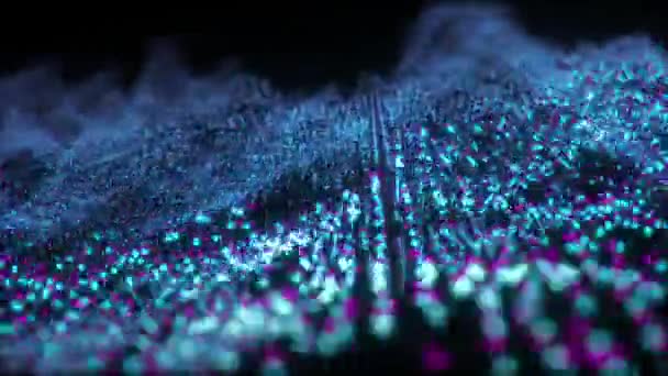 Numérique Particules Avec Grille Ondes Pour Musique Technologie Science Lumière — Video