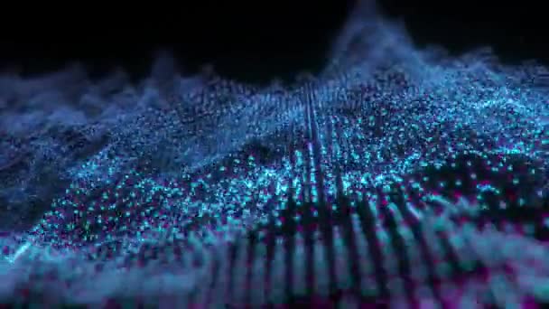 Cyfrowe Cząstki Przyszłość Siatką Fal Dla Muzyki Technologii Nauki Lekki — Wideo stockowe