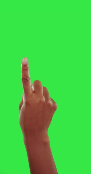 Εικονική Πράσινη Οθόνη Χειρονομία Χέρι Γυναίκα Μετακινηθείτε Chroma Κλειδί Ταμπλό — Αρχείο Βίντεο