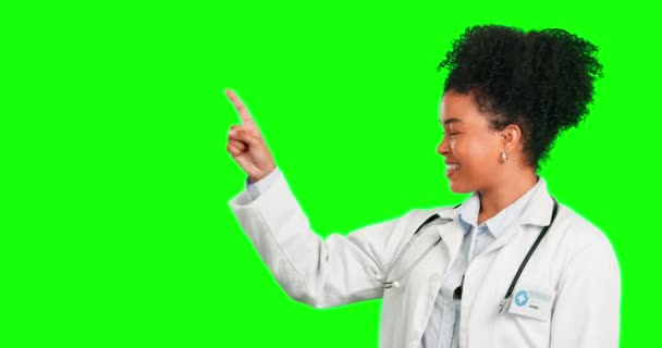 Σηματοδότηση Γιατρός Και Επιλογή Γυναίκα Στην Πράσινη Οθόνη Για Προσφορά — Αρχείο Βίντεο