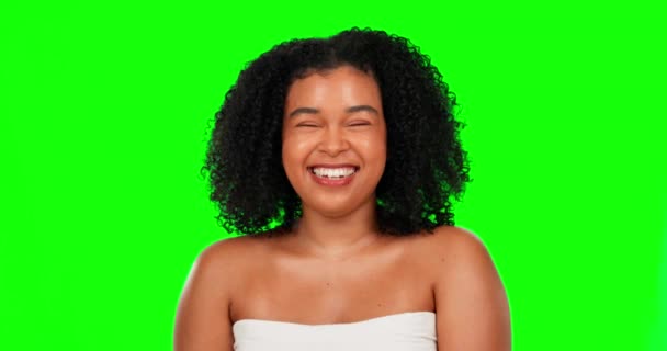 Beauty Skincare Happy Woman Green Screen Spa Natural Cosmetics Self — Stock Video