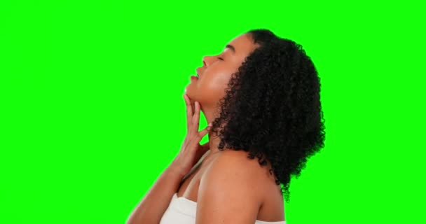 Face Green Screen Woman Skincare Cosmetics Dermatology Studio Background Portrait — Stock Video