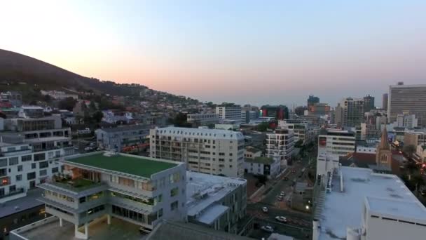 Stadsbild Stadsbyggnader Och Skyskrapor Industri Eller Bostadsområde Kapstaden Sydafrika Morgon — Stockvideo