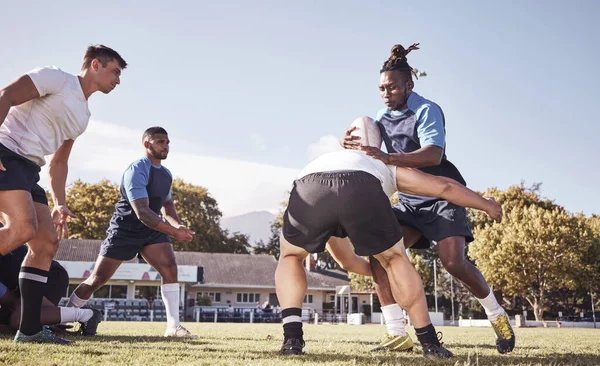 Deportes Rugby Hombres Enfrentan Campo Para Partido Práctica Juego Torneo —  Fotos de Stock