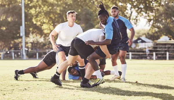 Fitness Rugby Mężczyzn Walce Boisku Meczu Praktyki Gry Turnieju Lub — Zdjęcie stockowe
