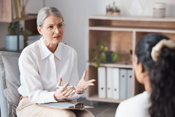 Vrouw Therapeut Consultancy Patiënt Voor Counseling Geestelijke Gezondheid Psychologie Gezondheidszorg — Stockfoto