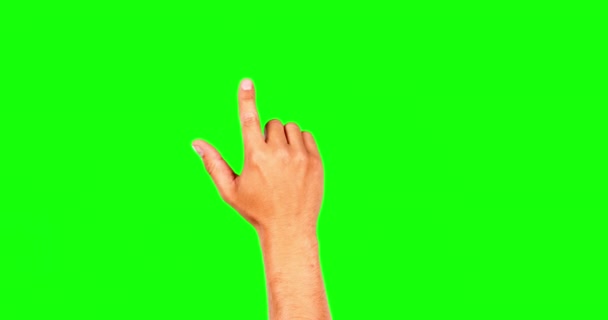 Swiping Invisible Interactive Hand Green Screen Isolated Studio Background Finger — Stock Video