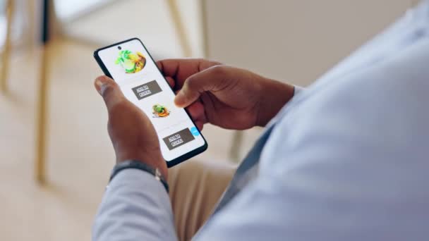 Ekran Telefonu Komórkowego Ręce Zakupy Online Żywności Biurze Zamawianie Lub — Wideo stockowe