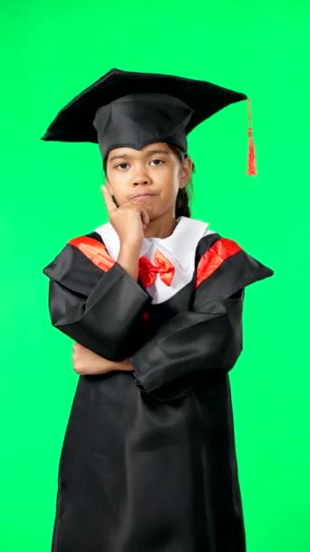 Graduação Educação Pensamento Criança Tela Verde Para Pós Graduação Cerimônia — Vídeo de Stock