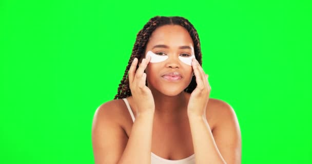Olhos Remendo Rosto Mulher Tela Verde Beleza Dermatologia Para Brilho — Vídeo de Stock