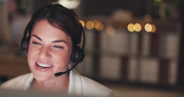 Call Center Explicar Mulher Feliz Telecomunicações Serviços Cliente Empresa Comunicações — Vídeo de Stock