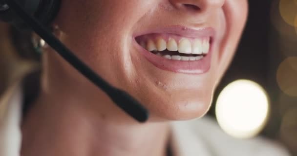Comunicación Servicio Cliente Boca Del Centro Llamadas Mujer Feliz Consultoría — Vídeo de stock