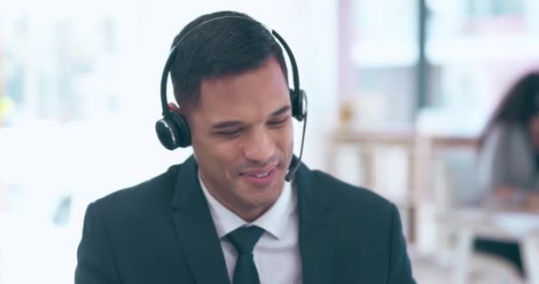 Ügyfélszolgálat Boldog Üzletember Beszél Beszél Vita Során Segítséget Támogatást Kapcsolatot — Stock videók